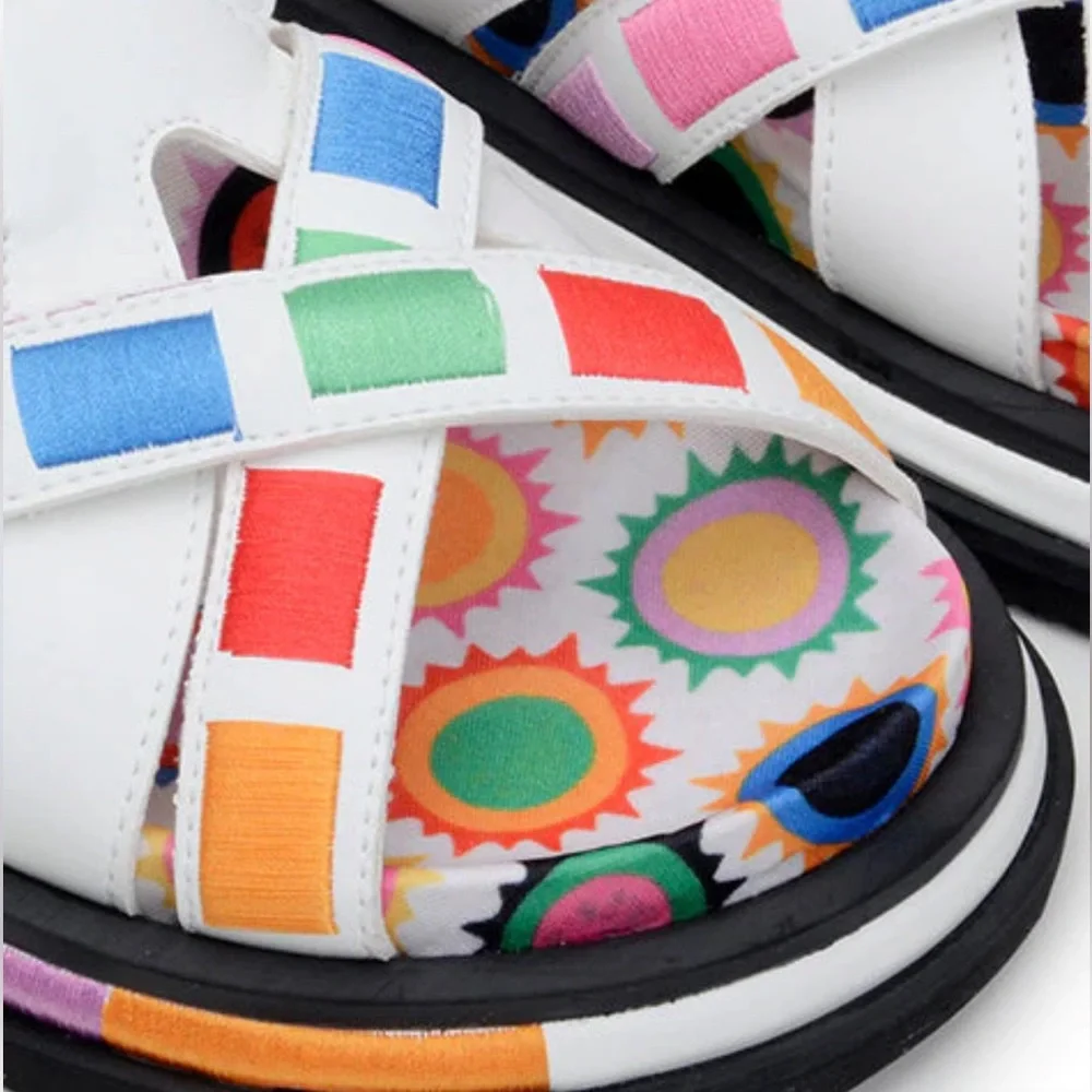 Farm Rio off white sunset anatomic sandal with back tie multi colored size 6 - Picture 3 of 16